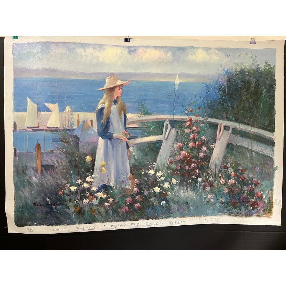 “Watching for Sailor’s Return” Original Signed Oil Painting Nancy Lois Denommee